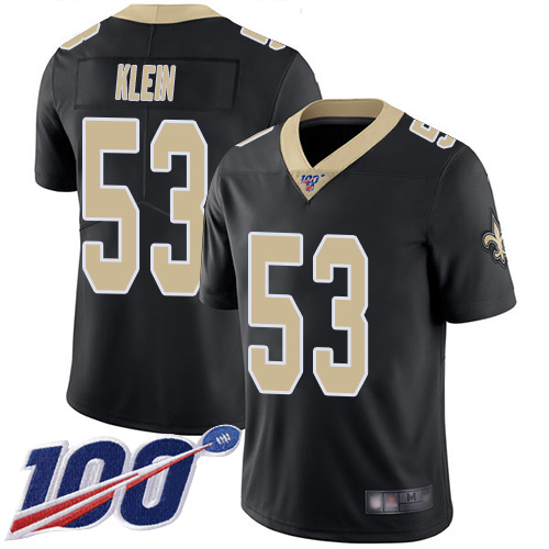 Men New Orleans Saints Limited Black A J  Klein Home Jersey NFL Football #53 100th Season Vapor Untouchable Jersey